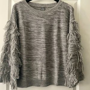 Fringe Heathered Bell Sleeve Sweater